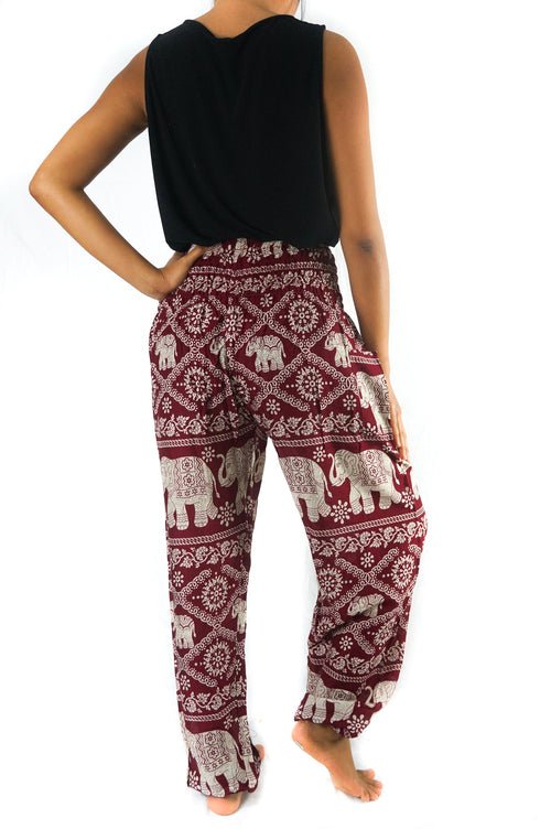 Burgundy ELEPHANT Pants Women Boho Pants Hippie Pants Yoga - Magazin online