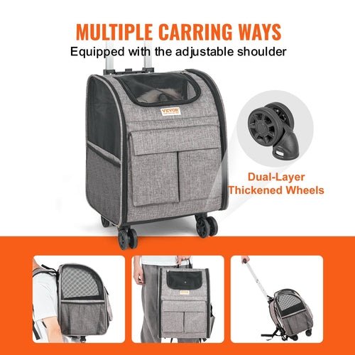 Cat Carrier with Wheels, Rolling Pet Carrier with Telescopic Handle - Magazin online
