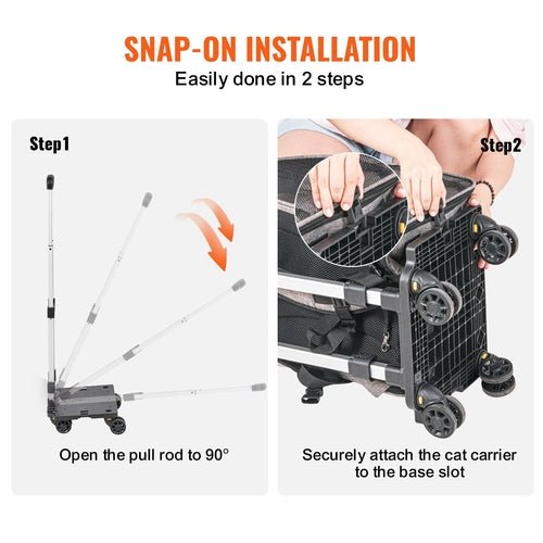 Cat Carrier with Wheels, Rolling Pet Carrier with Telescopic Handle - Magazin online