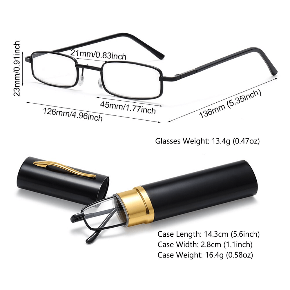 Classic HD Spring Compact Reading Glasses Readers Travel Slim Design with Case - Magazin online