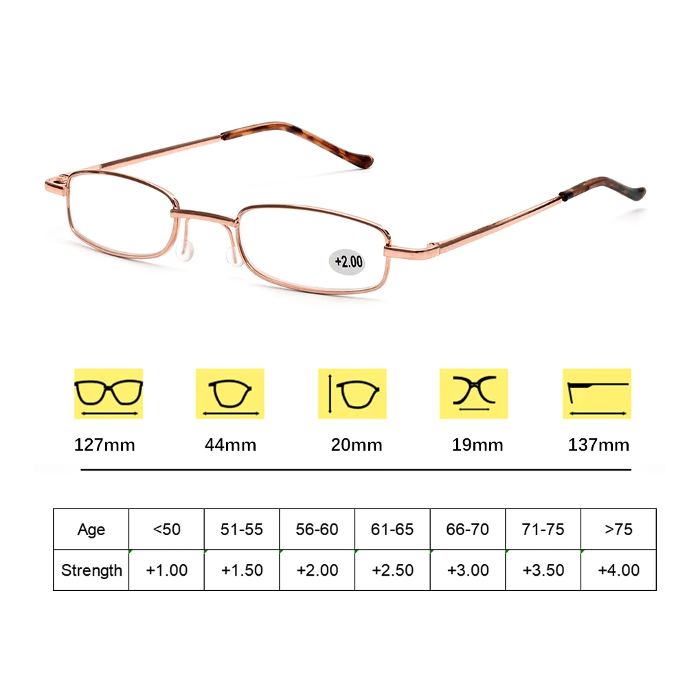 Classic HD Spring Compact Reading Glasses Readers Travel Slim Design with Case - Magazin online