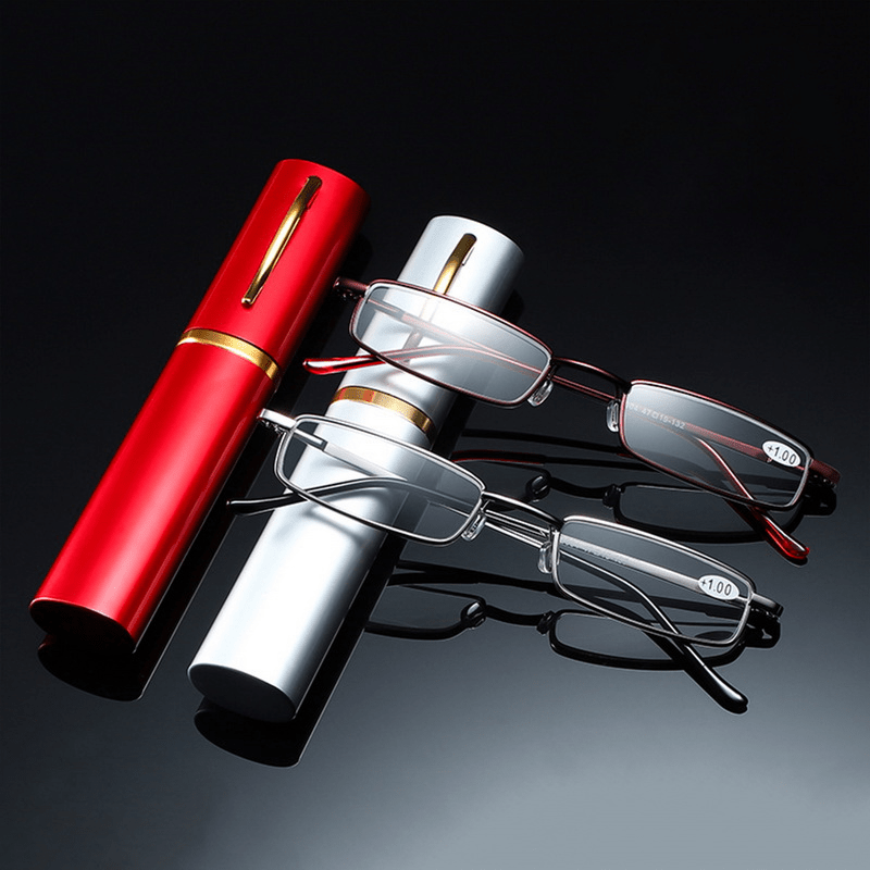 Classic HD Spring Compact Reading Glasses Readers Travel Slim Design with Case - Magazin online