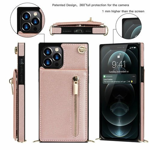 Slim Zipper Wallet Back Case for iPhone With Crossbody Strap - Magazin online