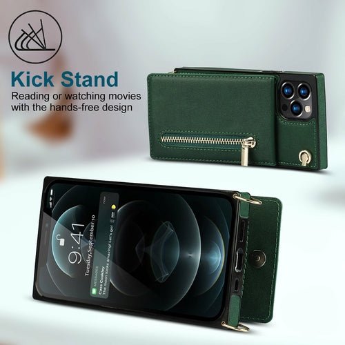 Slim Zipper Wallet Back Case for iPhone With Crossbody Strap - Magazin online