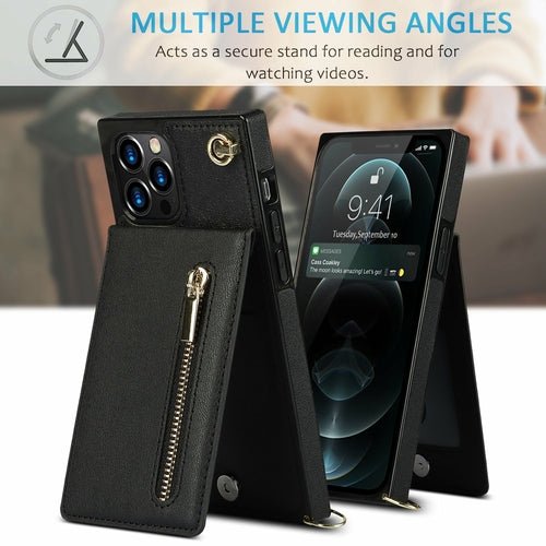 Slim Zipper Wallet Back Case for iPhone With Crossbody Strap - Magazin online