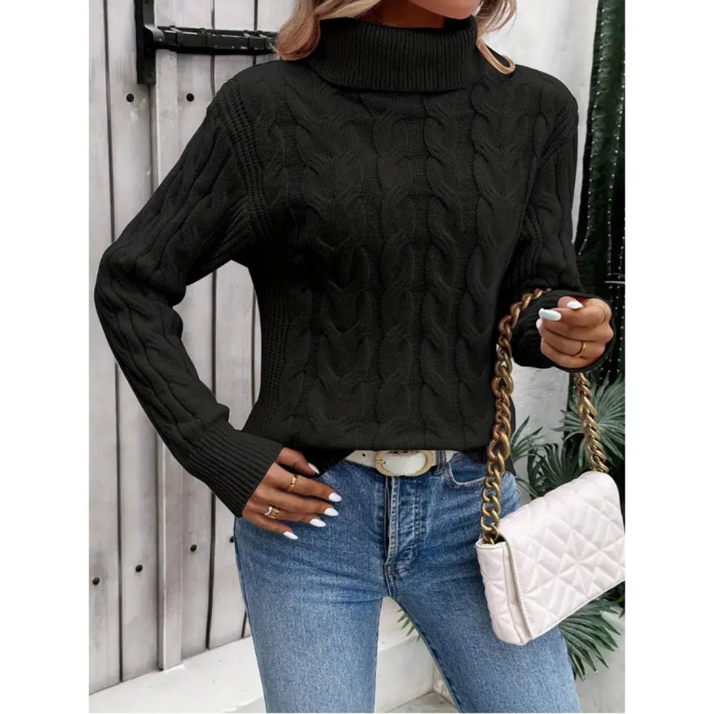 Women's Cable-knit Turtleneck Sweater - Magazin online