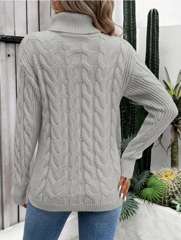 Women's Cable-knit Turtleneck Sweater - Magazin online