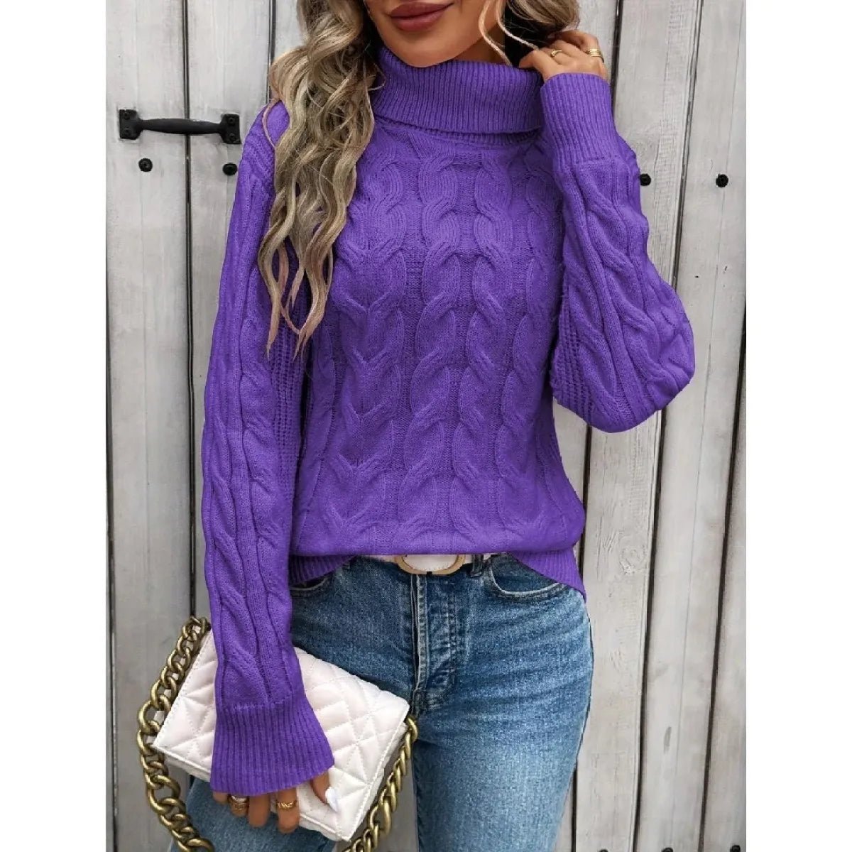 Women's Cable-knit Turtleneck Sweater - Magazin online