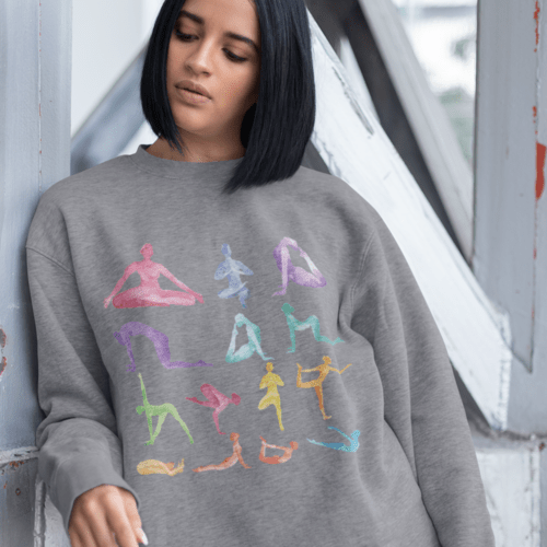 Yoga Theme Crewneck Sweatshirt - Magazin online